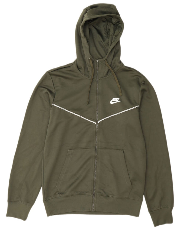 Мужской свитер с капюшоном на молнии Nike, маленький зеленый полиэстер