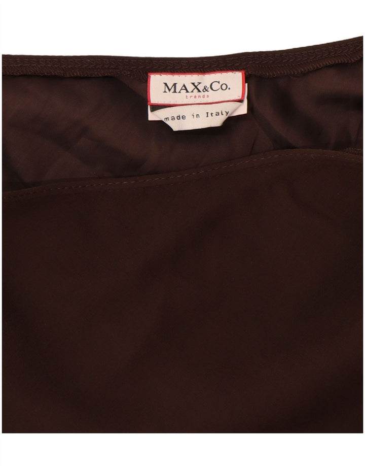 Женская асимметричная юбка MAX & CO. UK 14, большая W32, коричневый шелк