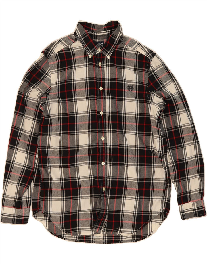 CHAPS Boys Flannel Shirt 15-16 Years XL Black Check Cotton Vintage Chaps and Second-Hand Chaps from Messina Hembry 