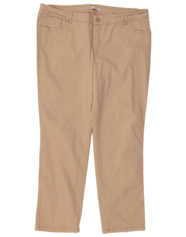 Женские прямые повседневные брюки классического кроя Lee, США 22, 3XL, W44, L31, бежевые