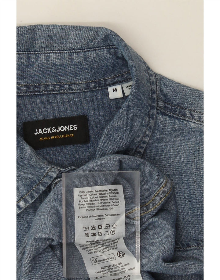 Мужская джинсовая рубашка Jack & Jones из хлопка среднего синего цвета