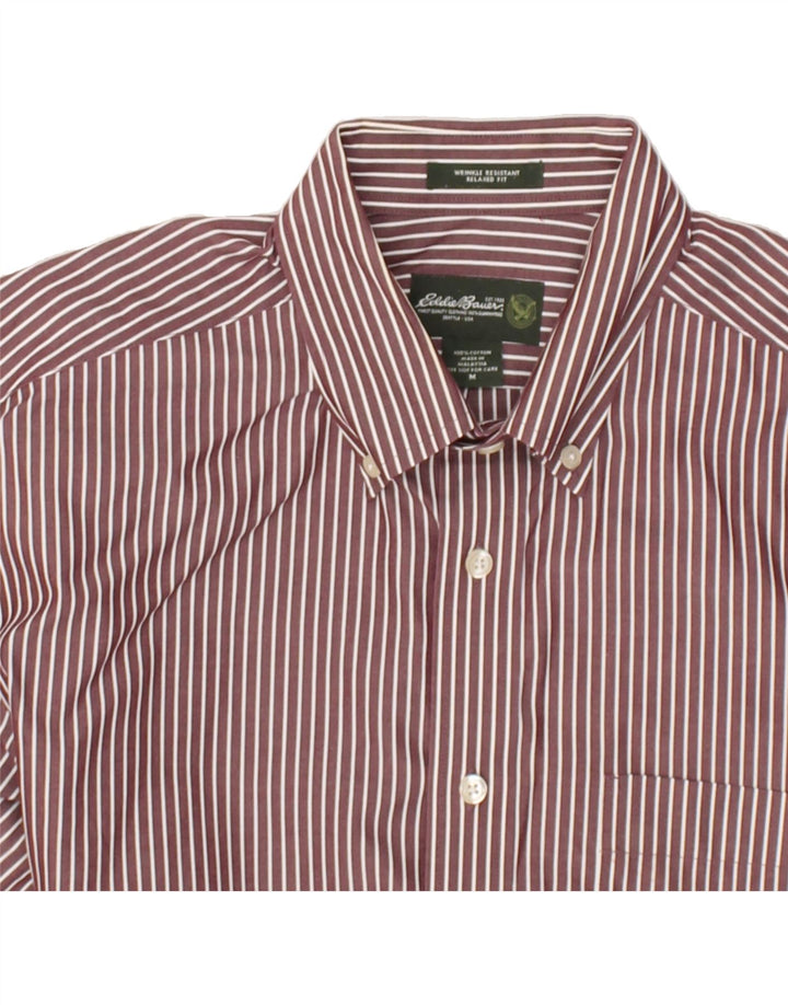 EDDIE BAUER Mens Relaxed Fit Shirt Medium Maroon Striped Cotton | Vintage Eddie Bauer | Thrift | Second-Hand Eddie Bauer | Used Clothing | Messina Hembry 