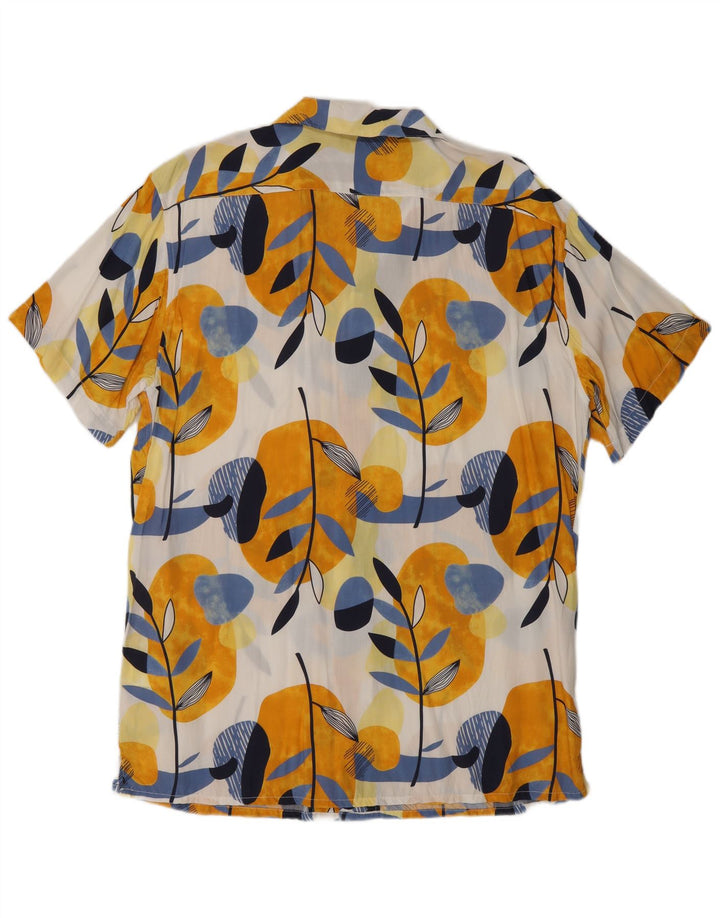 Винтажная мужская рубашка с коротким рукавом 2XL, разноцветная вискоза с цветочным принтом