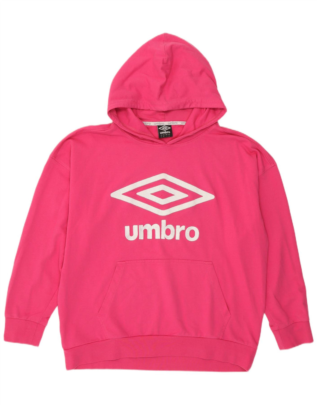 UMBRO Женский джемпер с капюшоном оверсайз с графическим рисунком UK 14, хлопковый средний розовый цвет