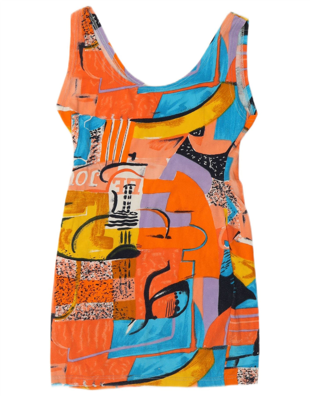 Винтажное женское облегающее платье с абстрактным узором, Великобритания, 8, маленькое, разноцветное