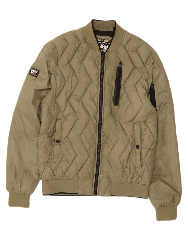 Мужская стеганая куртка Superdry UK 40, большой цвет хаки, нейлон