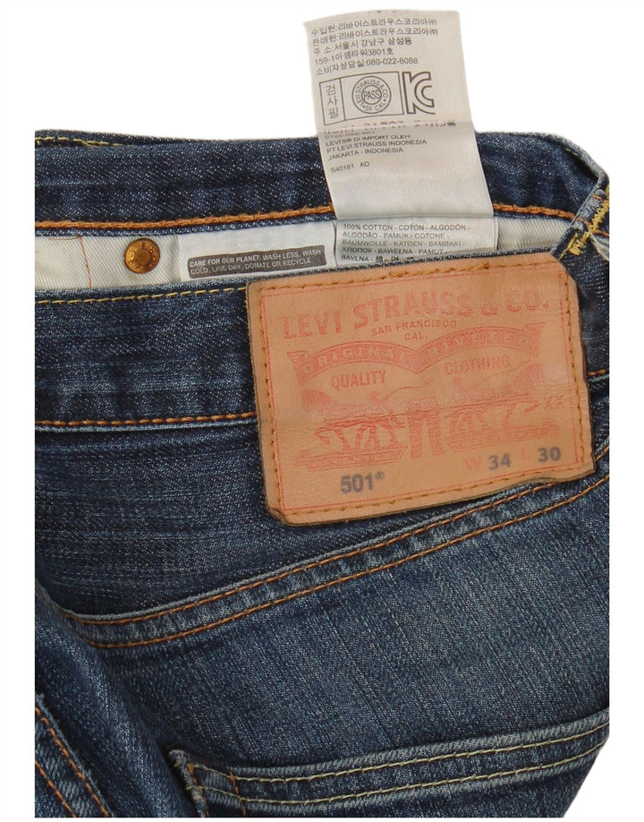 Мужские прямые джинсы LEVI'S 501 W34 L30 синие, хлопок