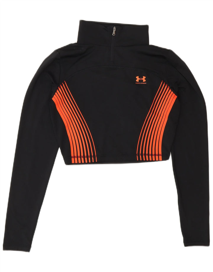 Женский укороченный пуловер с графическим принтом Under Armour, спортивный костюм, Великобритания, 8, маленький черный цвет