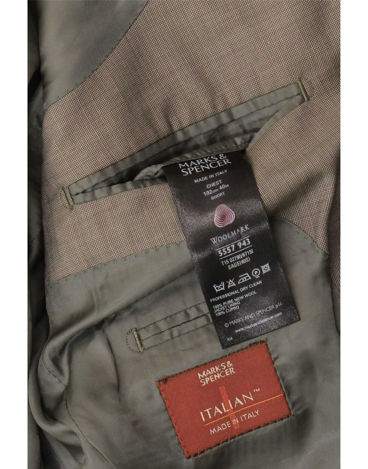 Мужской пиджак с 3 пуговицами Marks & Spencer UK 40, средний хаки, новая шерсть