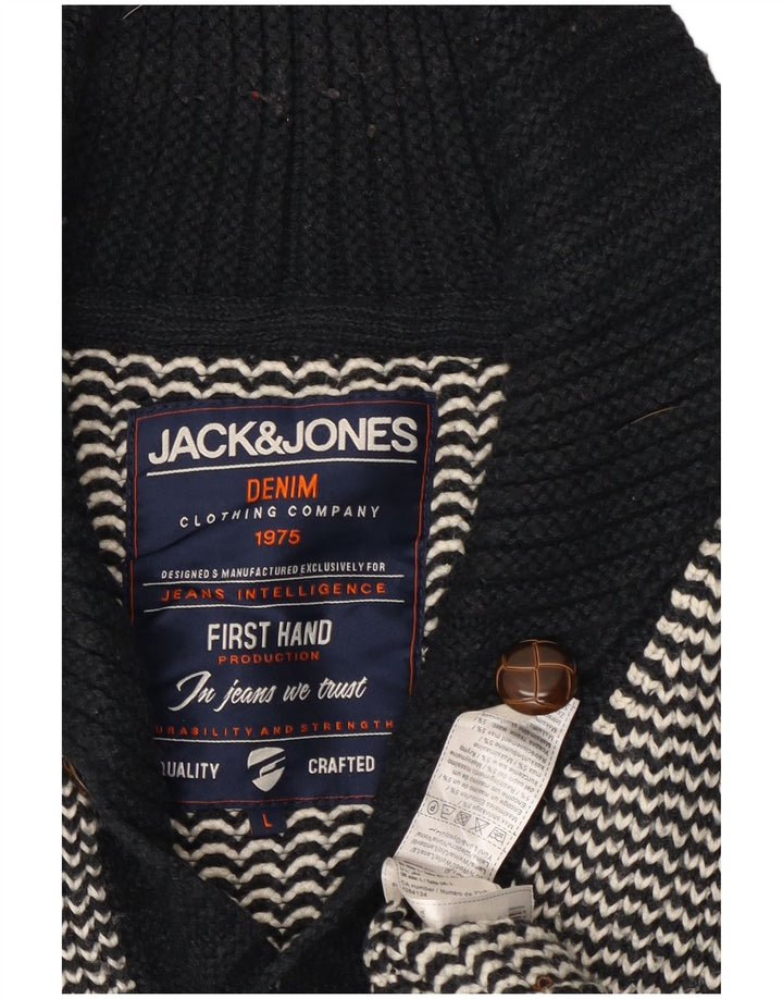 Мужской кардиган Jack & Jones, большой черный акрил с шевроном