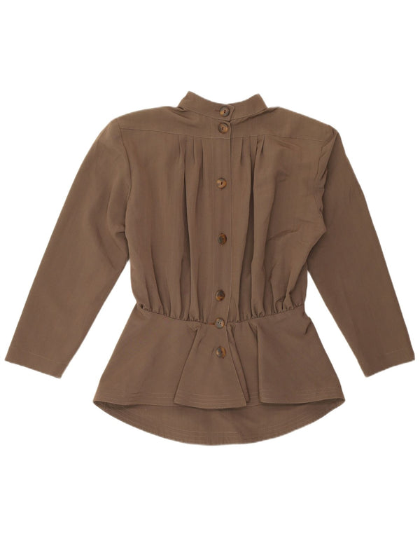 Ivano Boni Womens Loose Fit Blouse Top UK 6 XS Brown