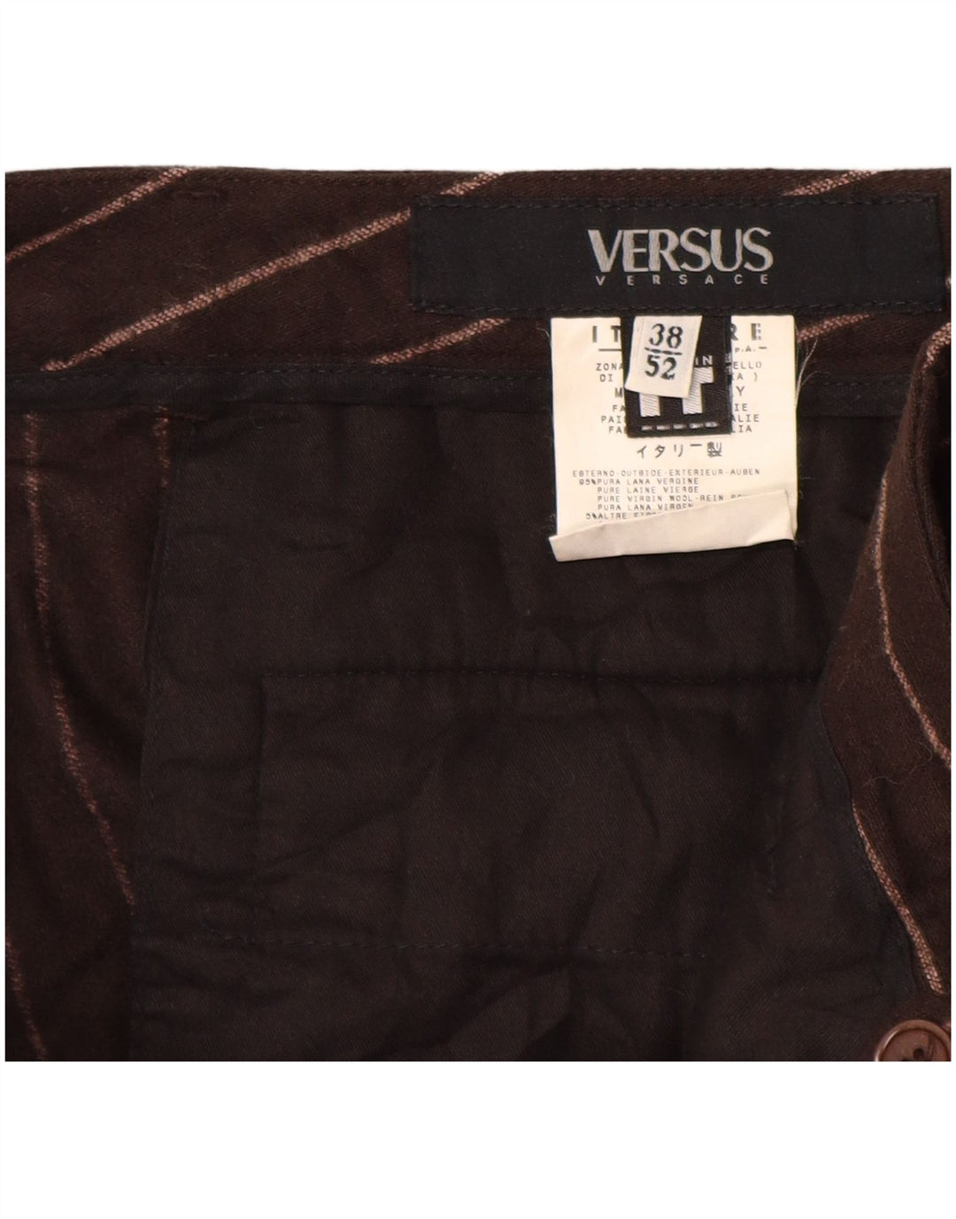 VERSACE Женские брюки Versus Casual IT 52 2XL W38 L29 Коричневые в полоску
