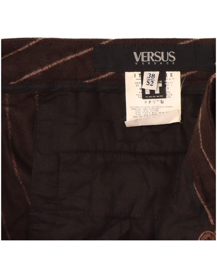 VERSACE Женские брюки Versus Casual IT 52 2XL W38 L29 Коричневые в полоску