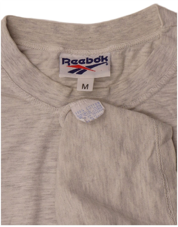 Reebok Мужская футболка с рисунком из хлопка среднего серого цвета с крапинками