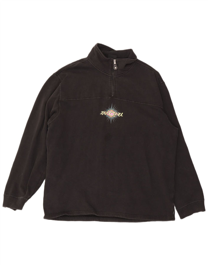 RIP CURL Мужской свитшот на молнии с графическим принтом и воротником-стойкой, большой черный хлопковый джемпер