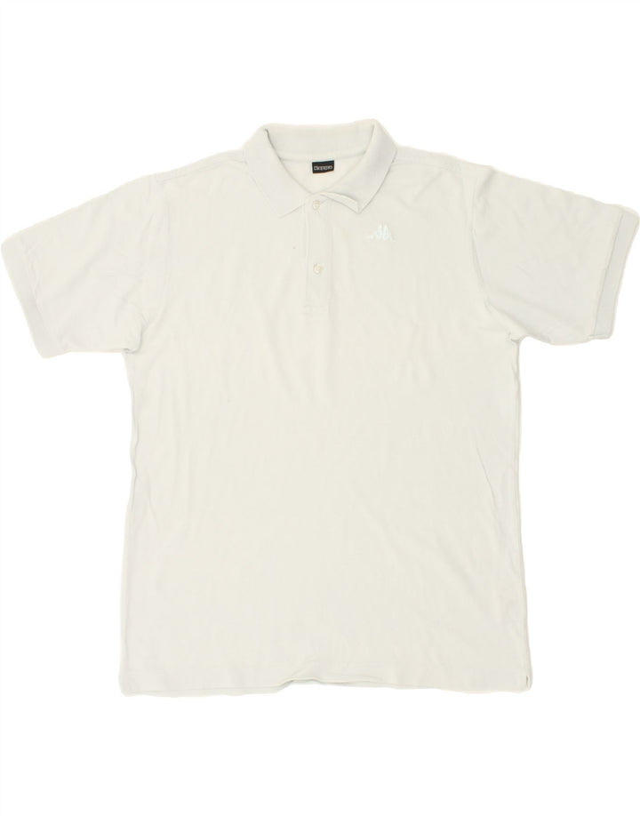 KAPPA Mens Polo Shirt Medium Off White Cotton Vintage Kappa and Second-Hand Kappa from Messina Hembry 