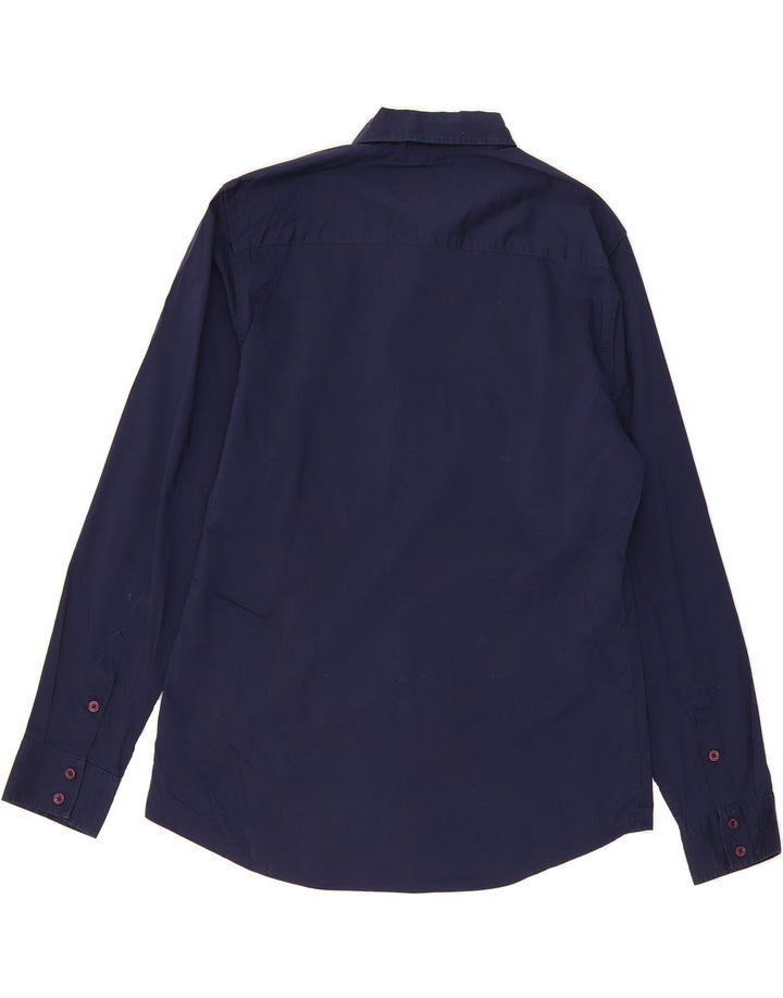 GUESS Mens Slim Fit Shirt Large Navy Blue Cotton Vintage Guess and Second-Hand Guess from Messina Hembry 
