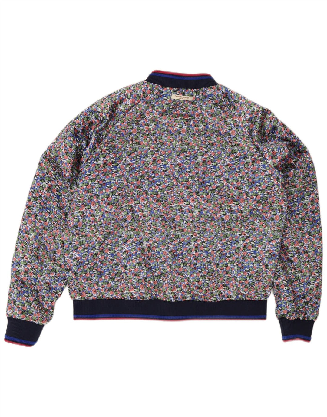 Женская двусторонняя куртка Scotch & Soda UK 14, средний синий с цветочным принтом