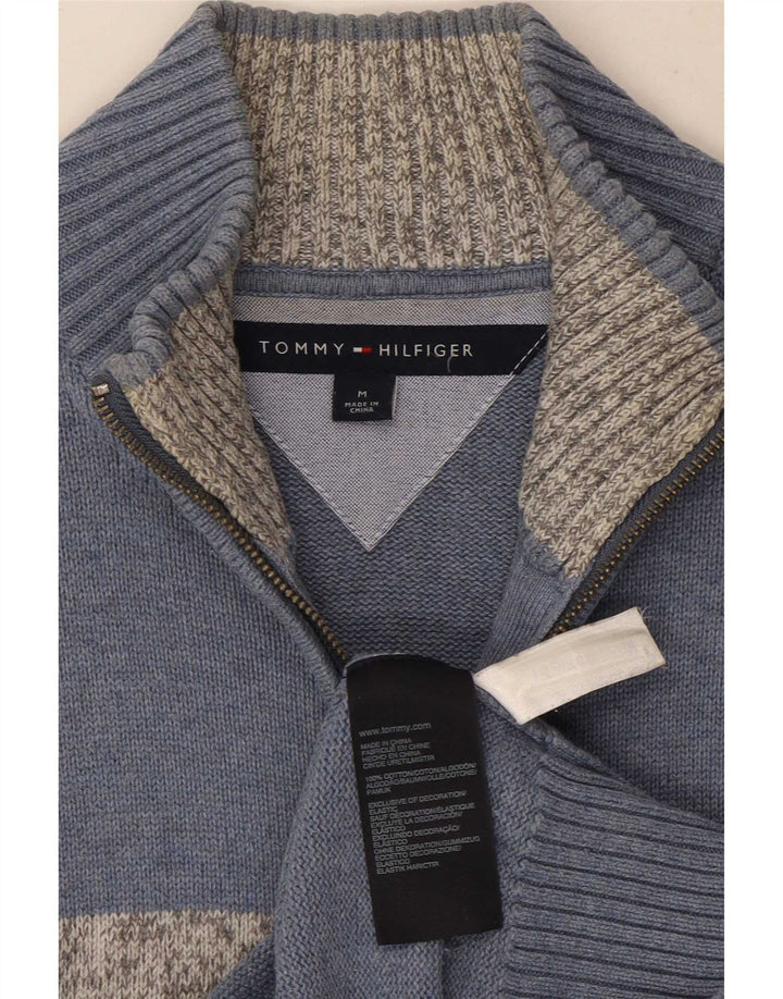 Мужской кардиган Tommy Hilfiger, хлопковый свитер среднего синего цвета с цветными блоками