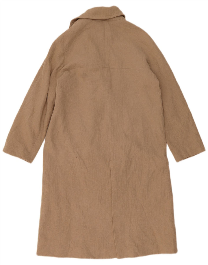 Женское двубортное пальто ZARA UK 14, средний цвет, бежевый хлопок