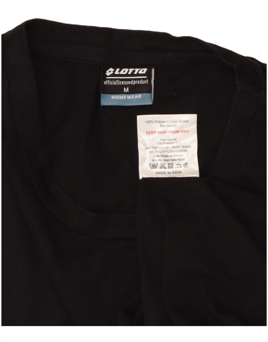 LOTTO Мужская футболка из хлопка среднего размера, черная