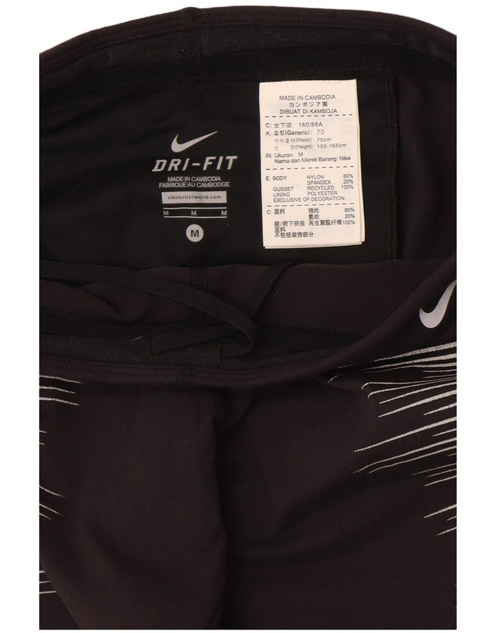 Женские леггинсы Nike Dri Fit UK 12, нейлон, средний черный в полоску