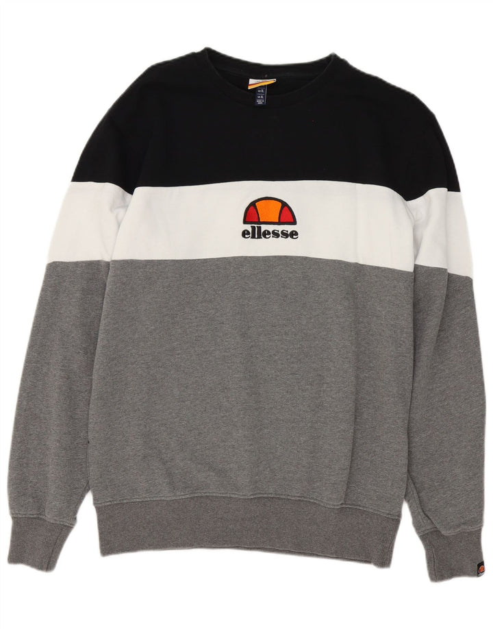 Мужской свитшот Ellesse, джемпер XL, серый, хлопок с цветными блоками