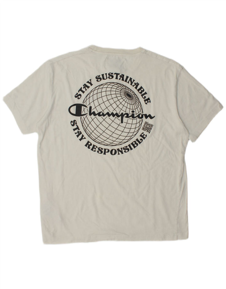 Мужская футболка с рисунком CHAMPION, большая белая хлопковая футболка