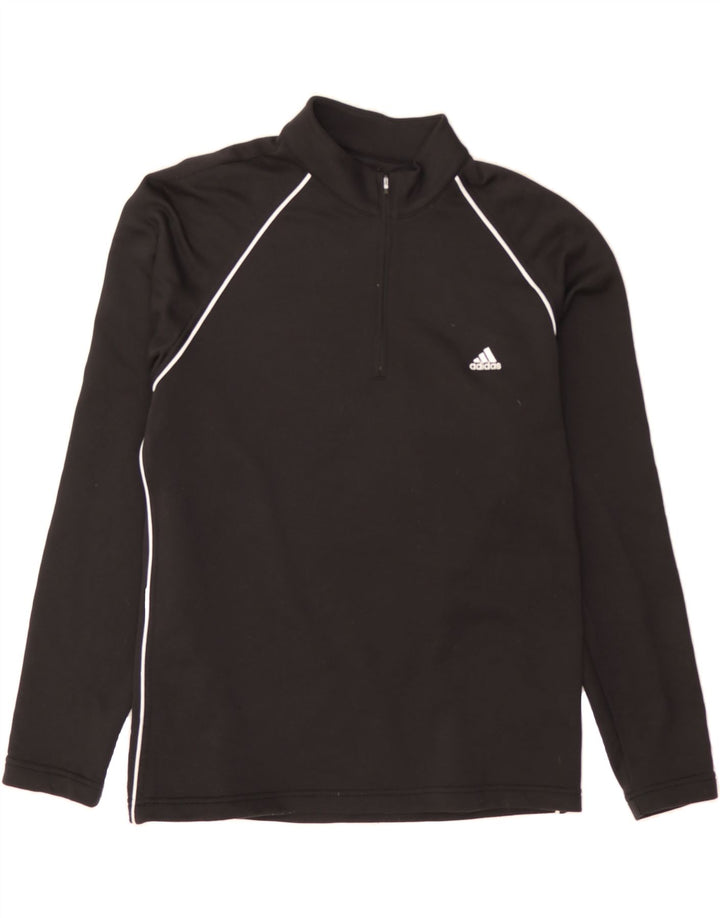 ADIDAS Mens Zip Neck Pullover Tracksuit Top Small Black Polyester Vintage Adidas and Second-Hand Adidas from Messina Hembry 