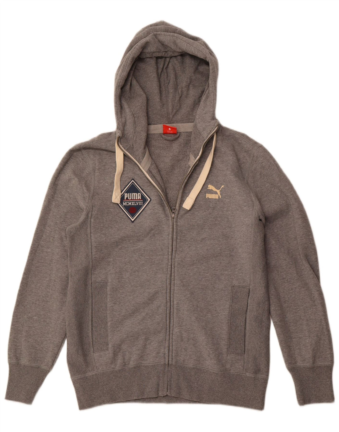 Мужской свитер с капюшоном на молнии PUMA, хлопок среднего серого цвета