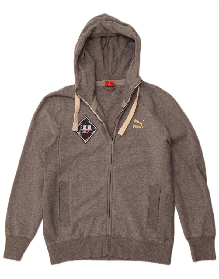 Мужской свитер с капюшоном на молнии PUMA, хлопок среднего серого цвета