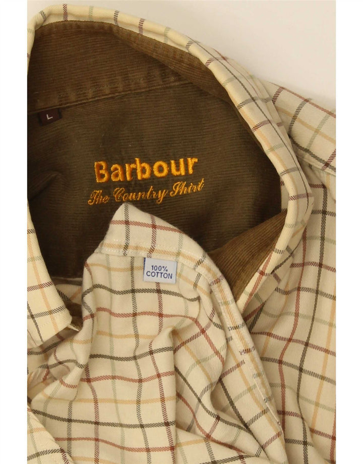 Мужская фланелевая рубашка Barbour, большая бежевая клетка, хлопок