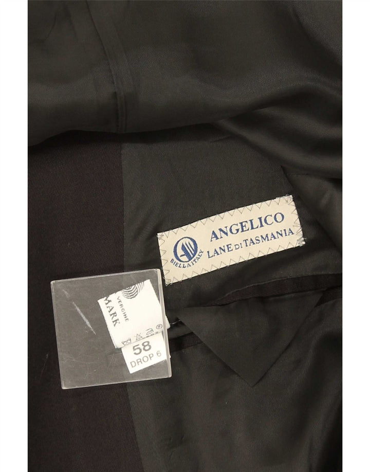 Мужской двубортный пиджак Angelico IT 58 4XL черный шерстяной