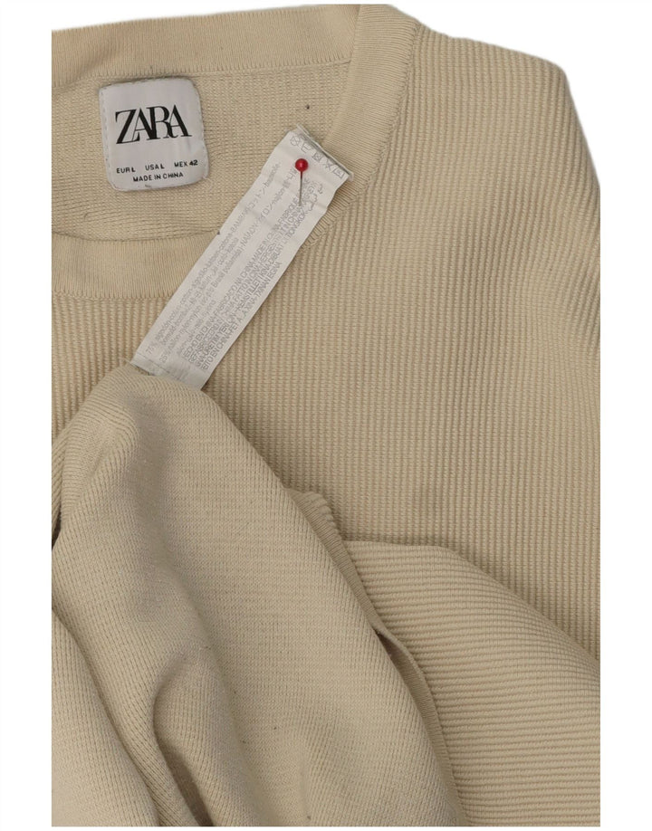Мужская футболка Zara, большой размер, бежевый хлопок