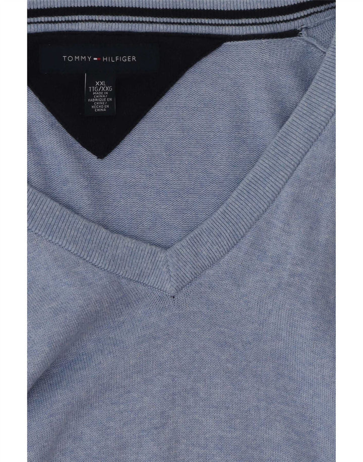 Мужской джемпер с v-образным вырезом Tommy Hilfiger 2XL синий