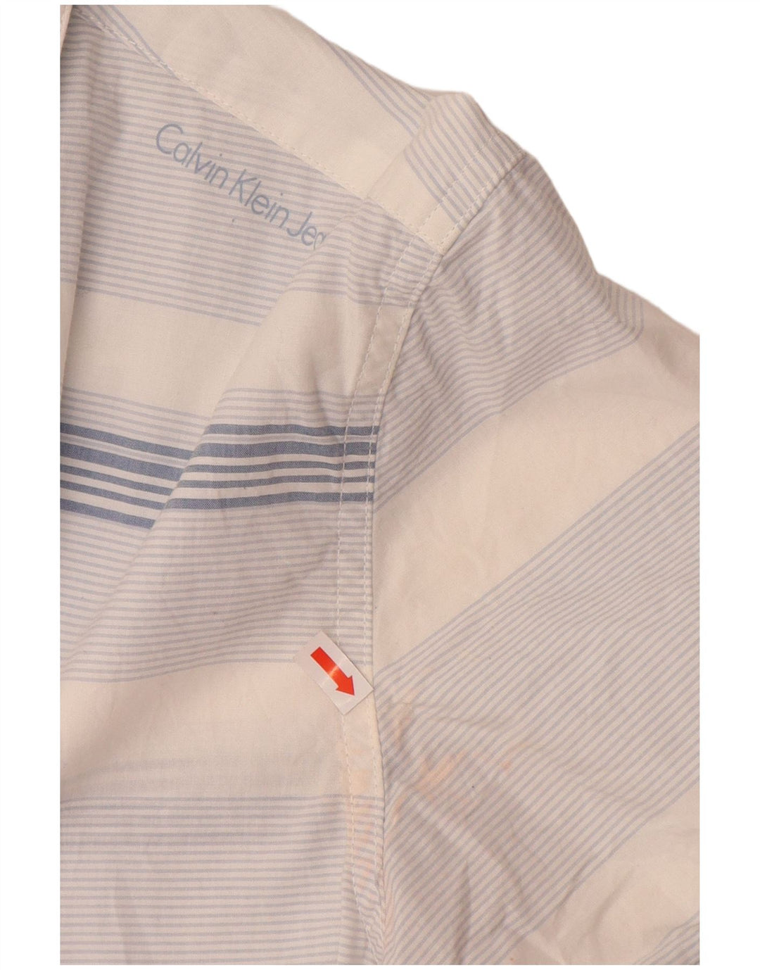 CALVIN KLEIN JEANS Мужская рубашка с коротким рукавом из хлопка средней синей полоски