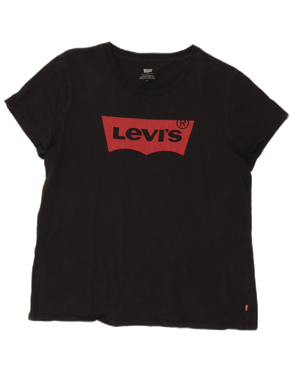 Женская футболка оверсайз с рисунком Levi's Top UK 14, средний черный хлопок