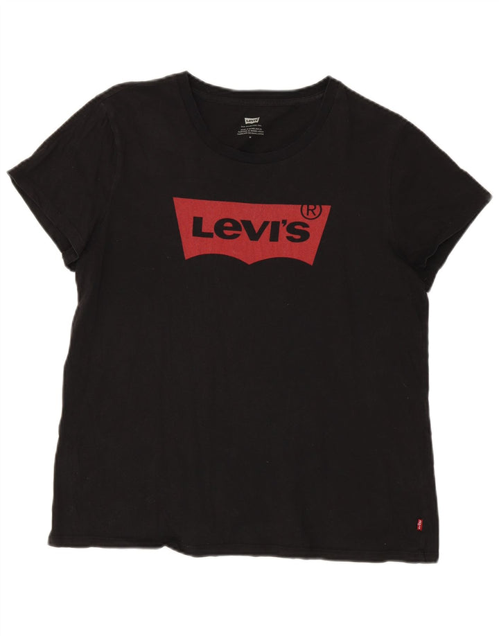Женская футболка оверсайз с рисунком Levi's Top UK 14, средний черный хлопок