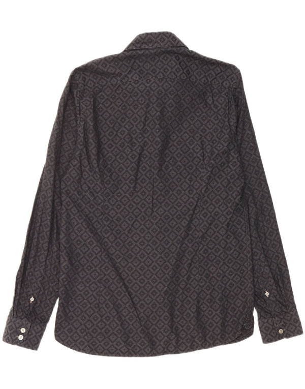 TED BAKER Mens Modern Fit Shirt Size 15 1/2 Medium Black Geometric Cotton