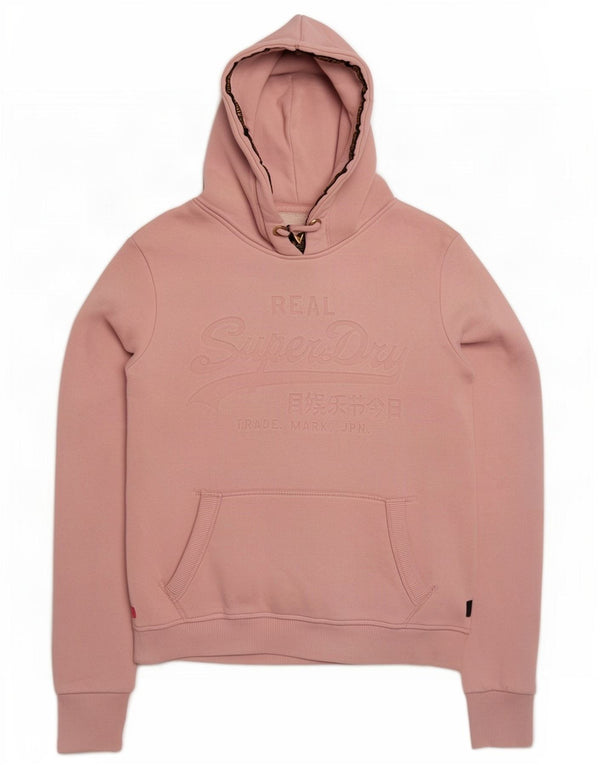 Женский джемпер с капюшоном Superdry UK 12, хлопок среднего розового цвета