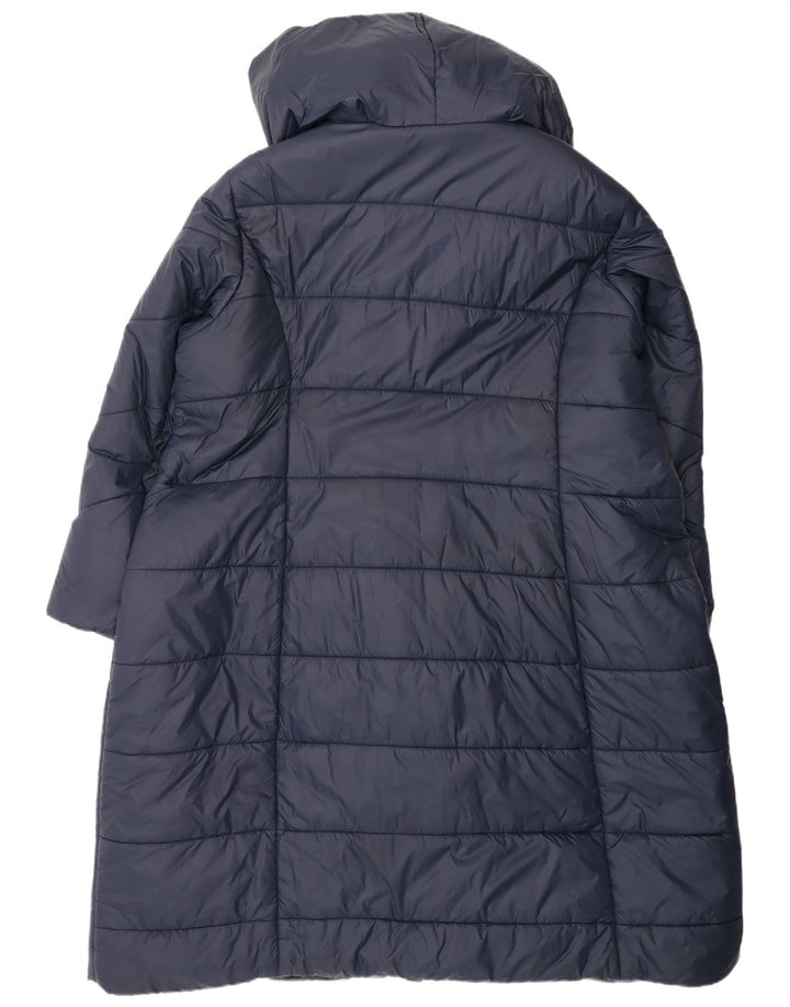 Женское длинное стеганое пальто с капюшоном Monsoon UK 22 2XL Темно-синий полиэстер