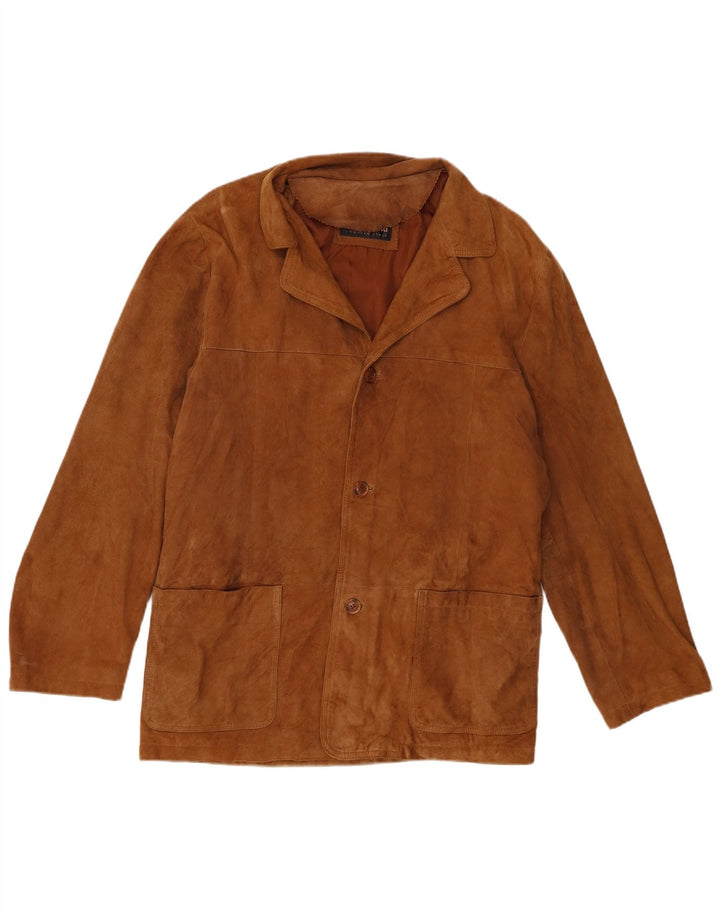 Винтажная мужская замшевая куртка UK 38, кожа среднего коричневого цвета