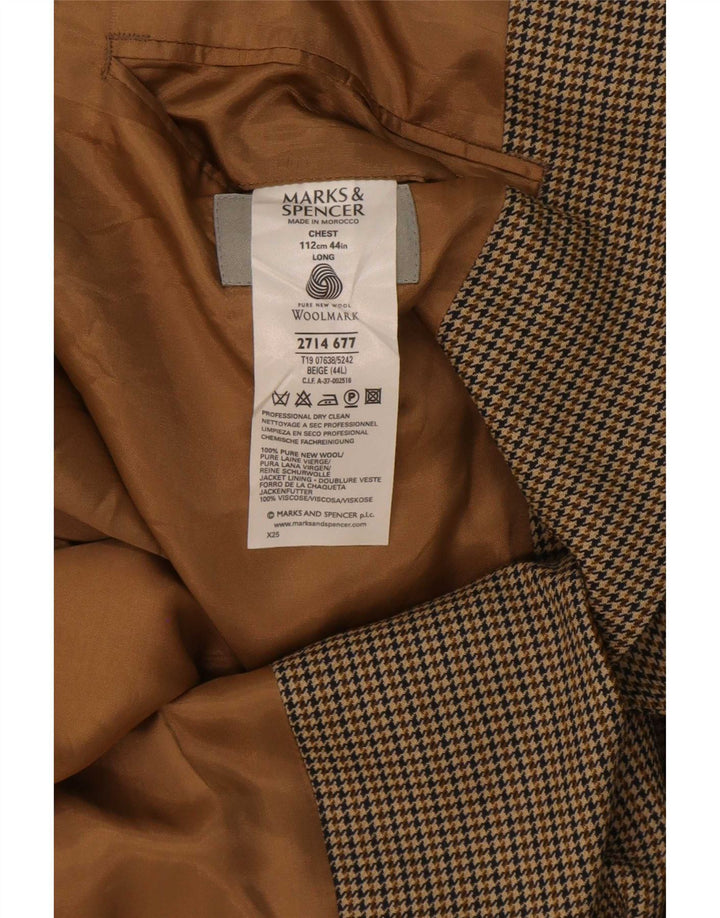 Мужской длинный пиджак на двух пуговицах Marks & Spencer UK 44 XL бежевый с узором "гусиные лапки"
