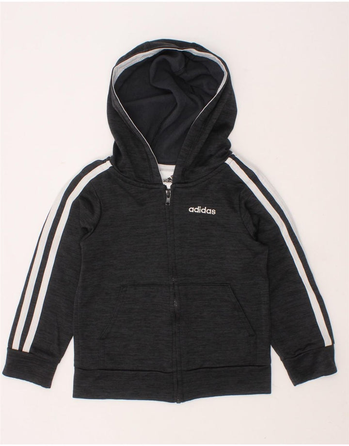 ADIDAS Boys Zip Hoodie Sweater 2-3 Years Grey Flecked Polyester Vintage Adidas and Second-Hand Adidas from Messina Hembry 
