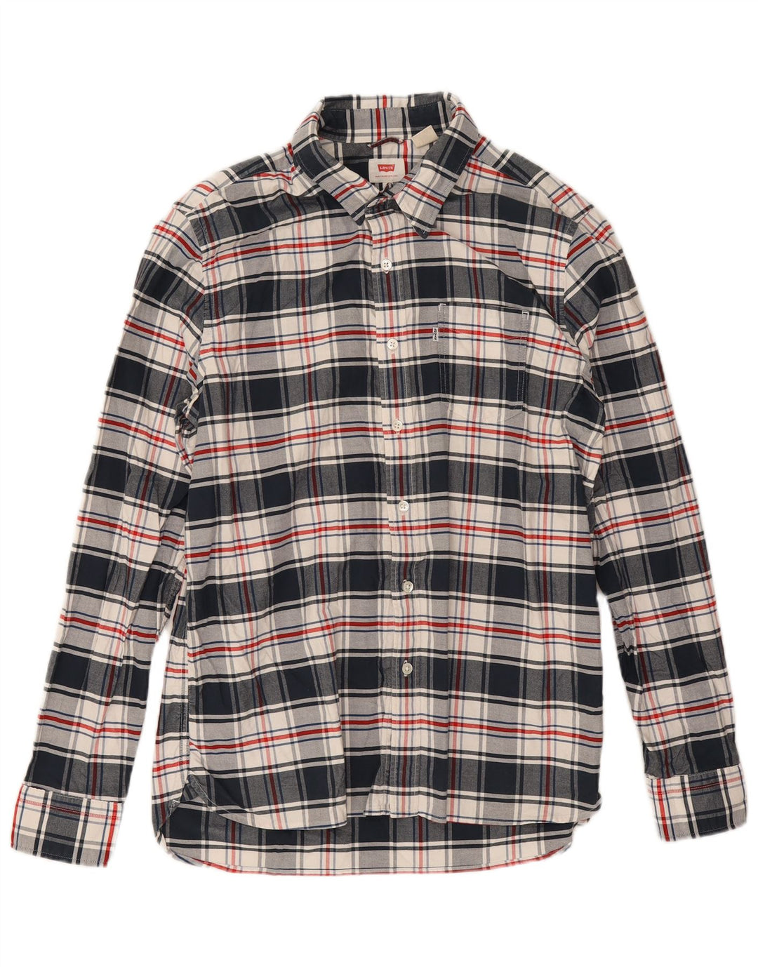 Мужская рубашка Levi's, большая темно-синяя клетка в клетку, хлопок