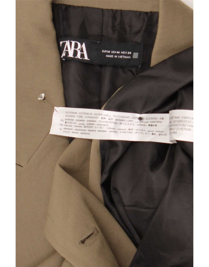 Женский двубортный пиджак Zara UK 14, средний цвет хаки, полиэстер