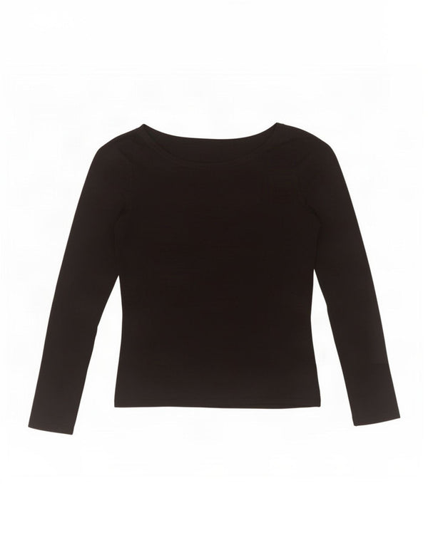 Zara Womens Crop Top Long Sleeve UK 12 Medium Black Rayon