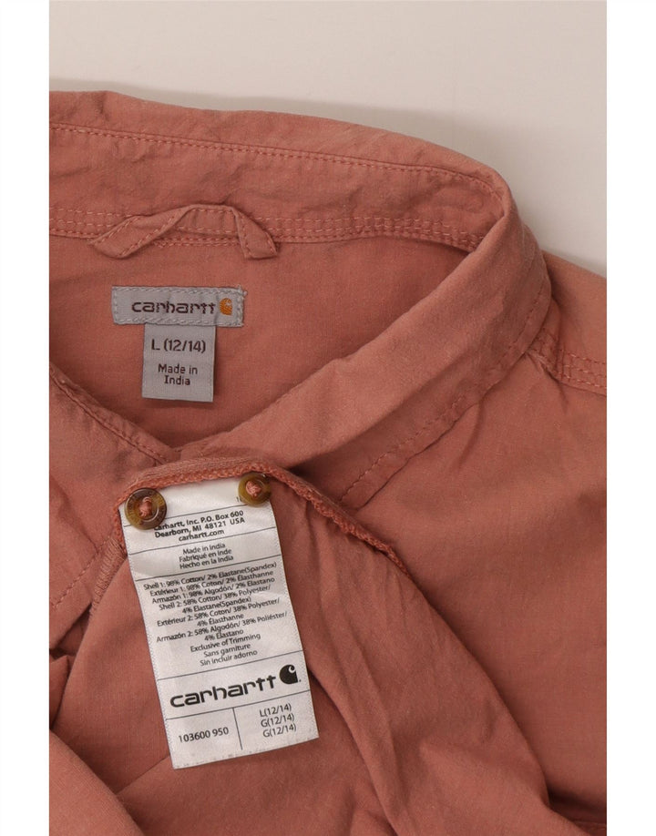 Женская рубашка Carhartt, размер США 12/14, большая розовая хлопковая ткань