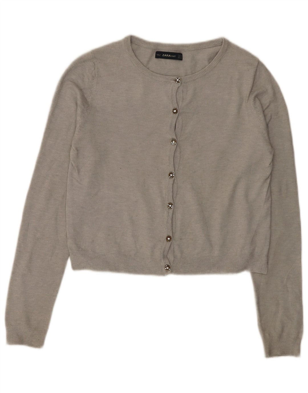 Женский укороченный кардиган Zara UK 12, средний серый цвет