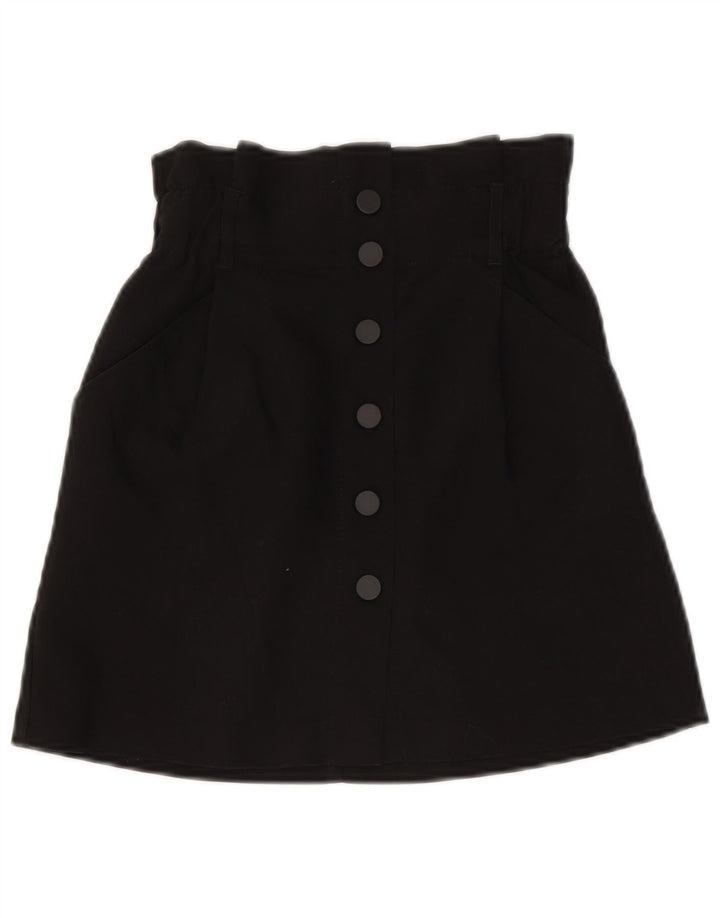 Женская мини-юбка с завышенной талией Zara XS W24, черный полиэстер